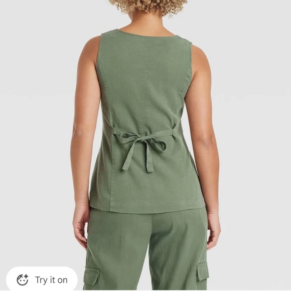 Universal Thread - Women’s Button Front Vest Green Small - Picture 3 of 7